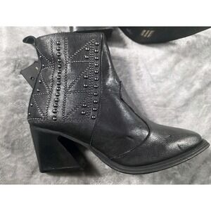 Emanuele Crasto Ankle Zip Bootie Boots Black Studded Leather EU 37 US‎ 6.5 NWOB
